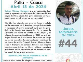 43, 44 y siguen los asesinatos en Colombia